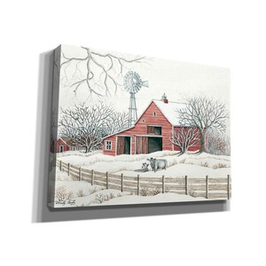 Winter Barn With Windmill by Cindy Jacobs, Canvas Wall Art - Etsy