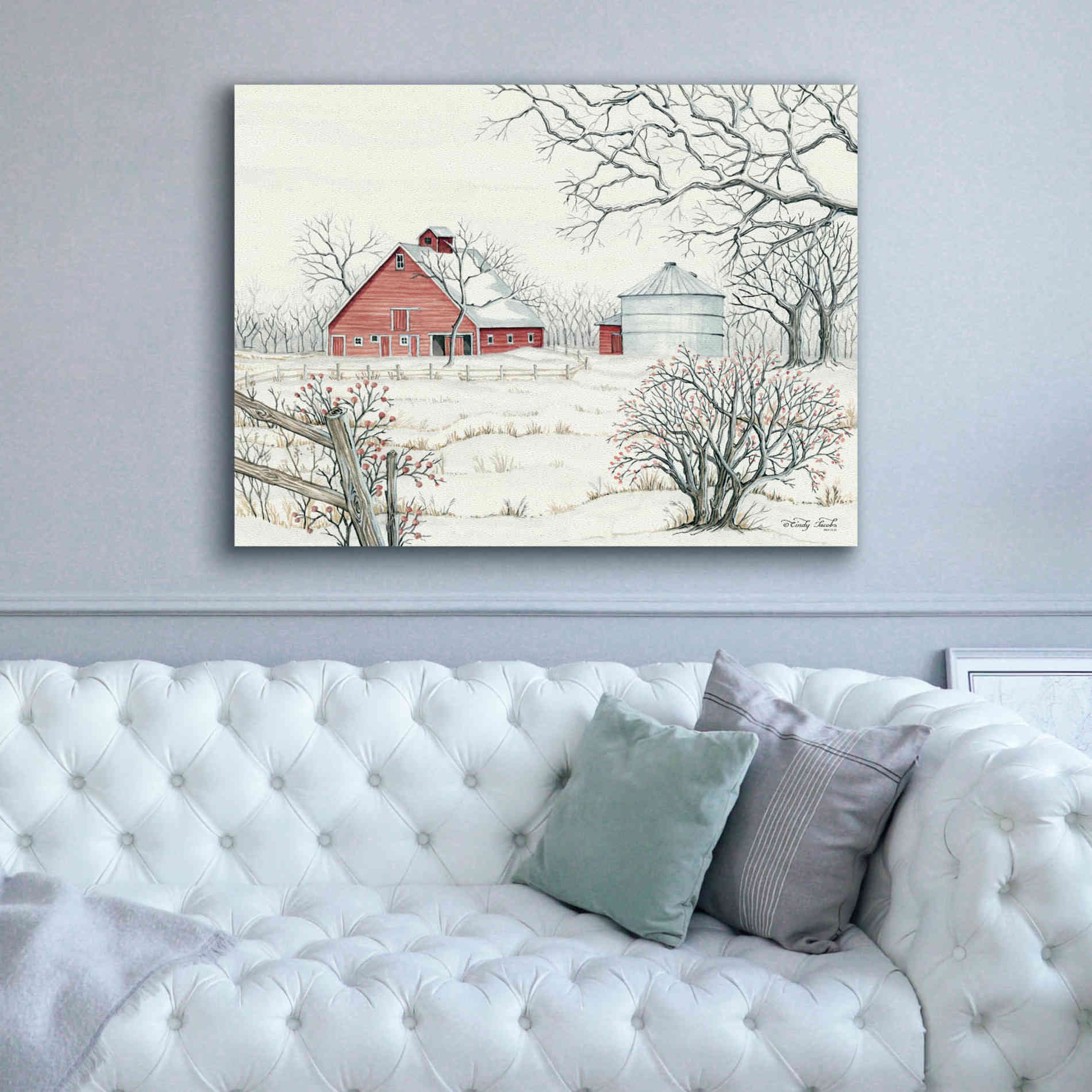 Winter Barn by Cindy Jacobs Canvas Wall Art | Etsy