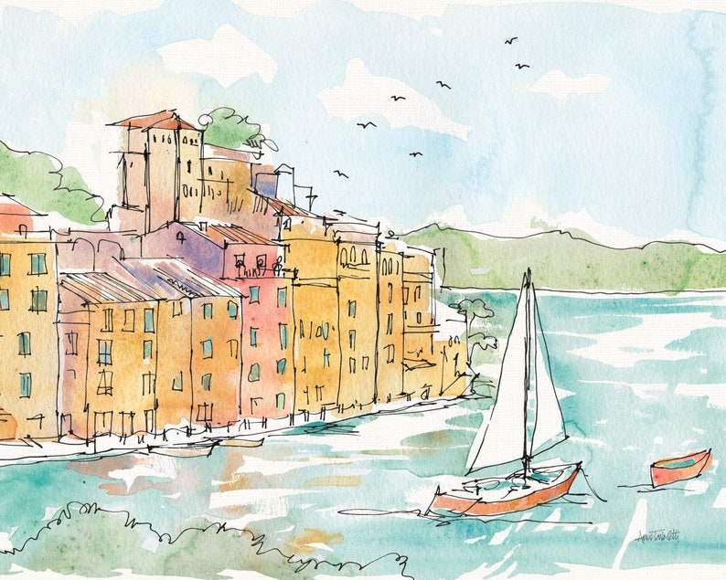 Giclee Canvas Wall Art /'Portofino II Crop/' by Anne Tavoletti