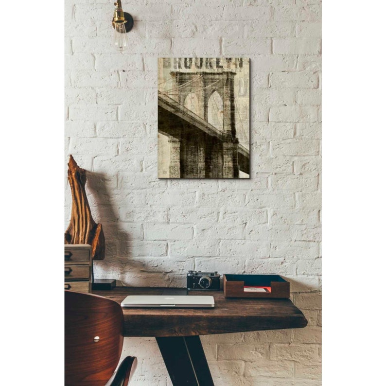 Giclee Canvas Wall Art /'Vintage NY Brooklyn Bridge/' by Michael Mullan