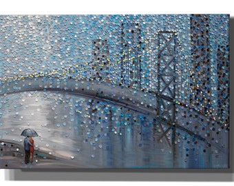 Rainy Date With The Bridge View by Ekaterina Ermilkina, Canvas Wall Art
