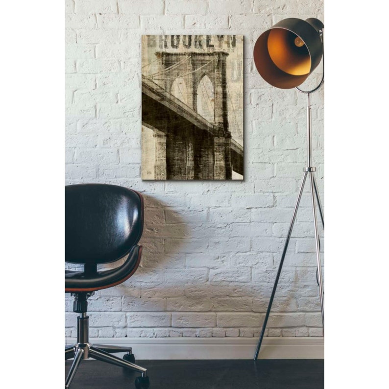 Giclee Canvas Wall Art /'Vintage NY Brooklyn Bridge/' by Michael Mullan