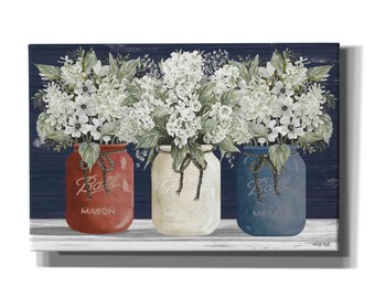 Acrylic Glass Wall Art 'red, White & Blue Jar Trio' by Cindy Jacobs - Etsy