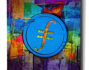 FIL Filecoin Crypto Coin, Canvas Wall Art