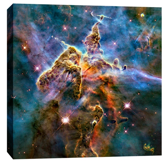 Blue Epic Graffiti Crab Nebula Hubble Space Telescope Giclee Canvas Wall Art 12 x 12