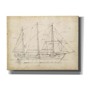 Giclee Canvas Wall Art &#39;Sailboat Blueprint II&#39; by Ethan Harper