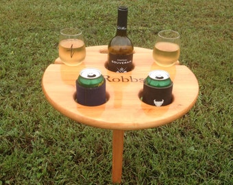 Outdoor beer and wine table, folding/portable, personalized Birthday gift, gift for him, anniversary, boyfriend, retirement, RV, fire pit