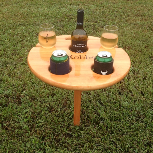 Outdoor beer and wine table, folding/portable, personalized Birthday gift, gift for him, anniversary, boyfriend, retirement, RV, fire pit