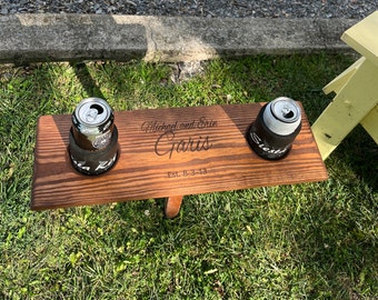 Outdoor drink holder, Personalized gift, folds flat, camping, fire pit, retirement gift, RV, Anniversary gift, personalized Valentine's gift