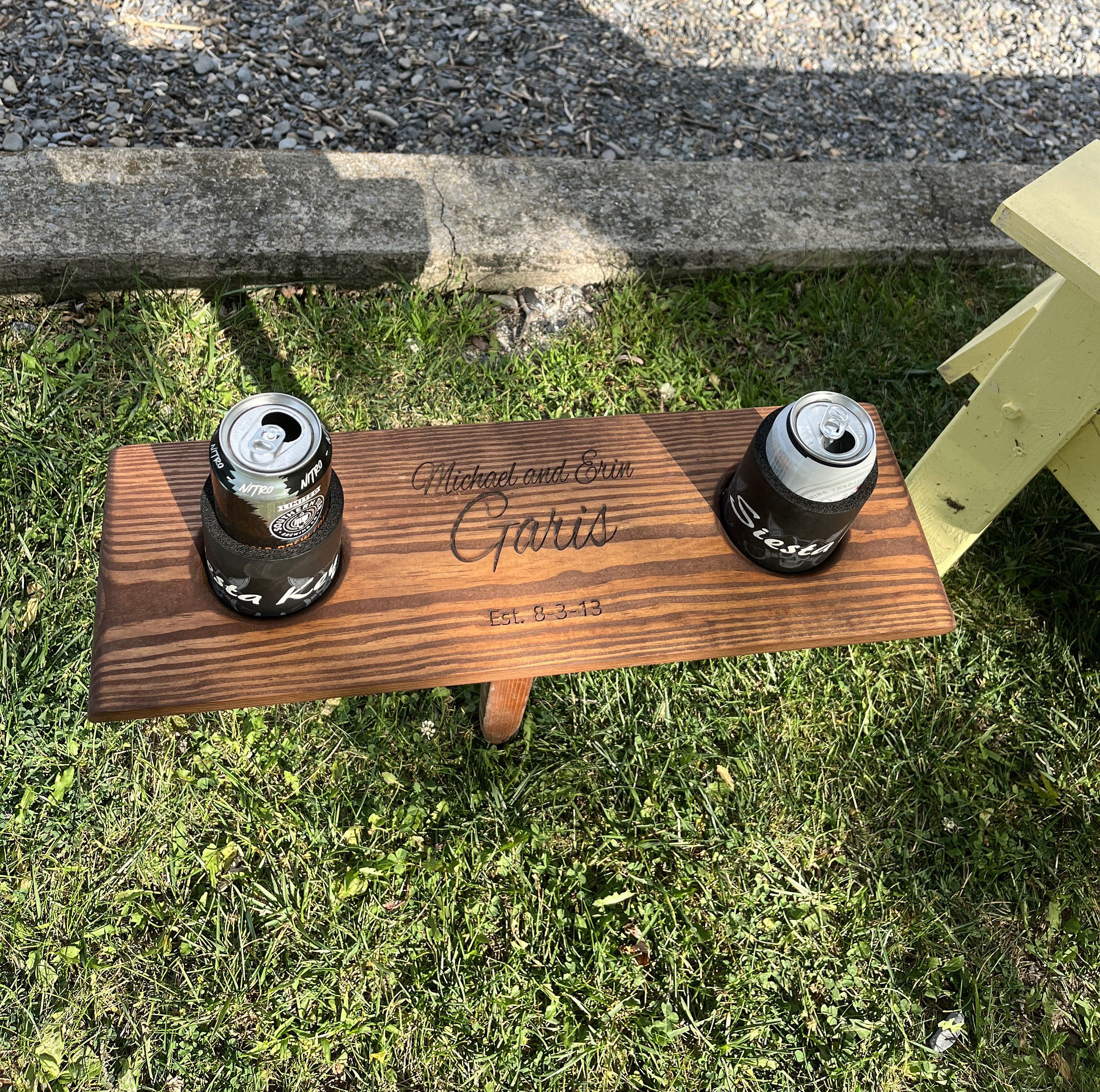 Outdoor drink holder, Personalized gift, folds flat, camping, fire pit, retirement gift, RV, Anniversary gift, personalized Christmas gift
