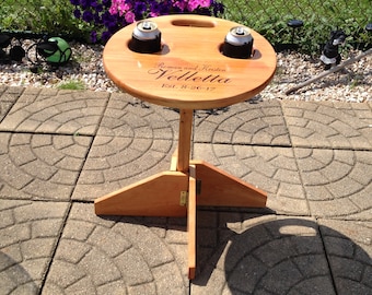 Handmade Beer Table, folding table/stand, personalized gift, RV, Gift for Couple, Camping, retirement, Gift for him, birthday, Mother's day