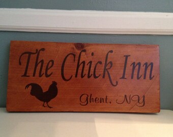 Chicken Coop sign - custom sign, personalized. Hand-stained, weather-proof, rustic sign made to order, location sign