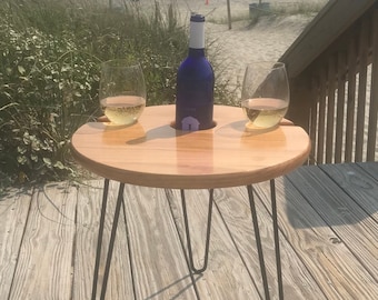 Handmade wine table, Patio table, Unique Personalized Gift for Wine-Lovers, Unique Birthday gift, RV, Wedding Anniversary, Retirement