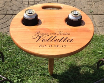 Outdoor Beer table, folding/portable, personalize Christmas gift, birthday gift, camping, gift for Dad, retirement gift, camping, fire pit