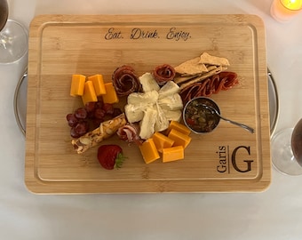 Personalized charcuterie board, monogrammed serving tray, housewarming gift, gift for couples, engagement gift, wedding gift, party supplies