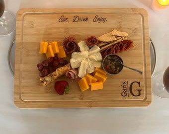 Personalized charcuterie board, monogrammed serving tray, housewarming gift, gift for couples, engagement gift, wedding gift, party supplies