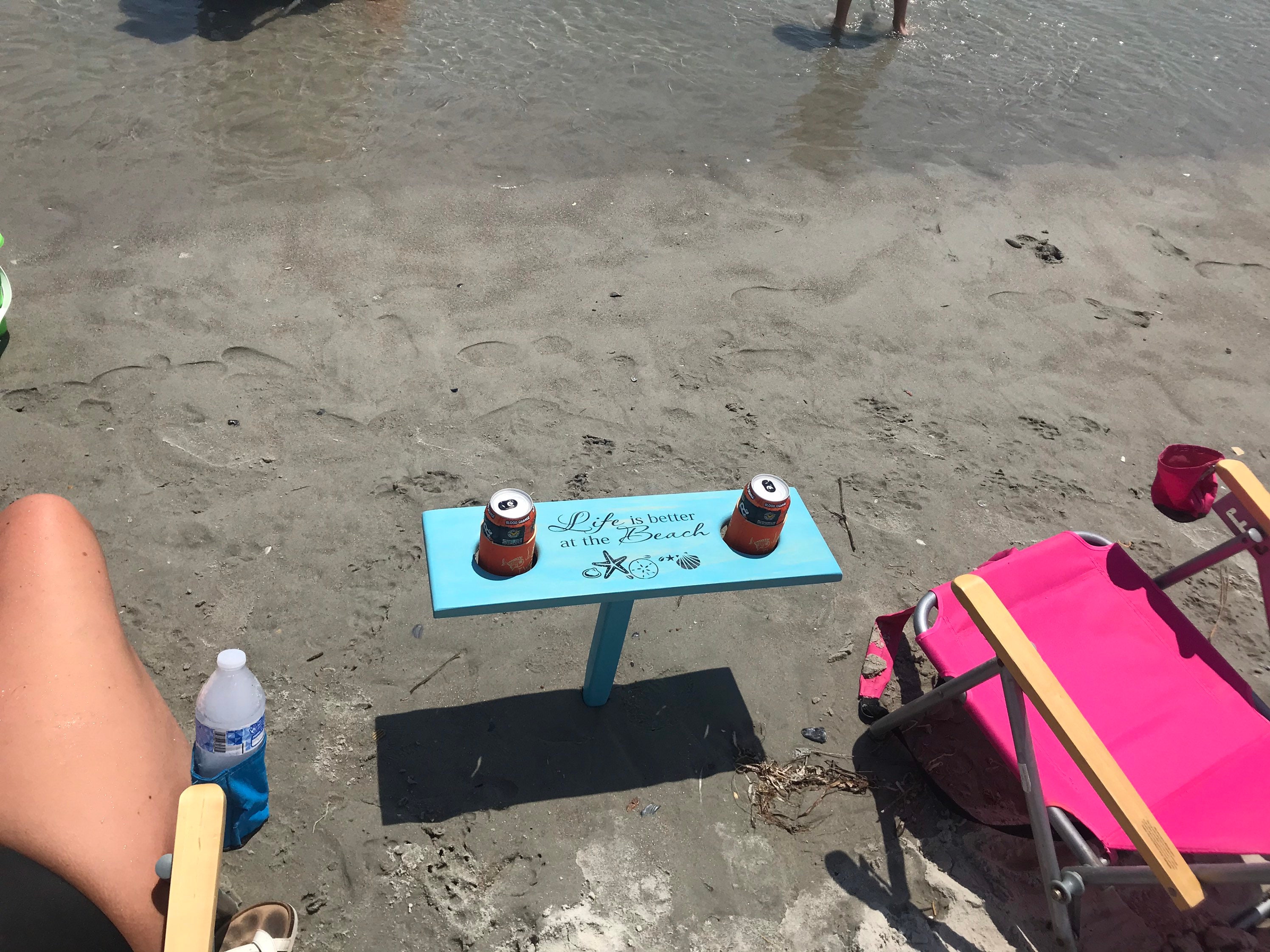 Beach Table wooden handmade folding drink holder Etsy