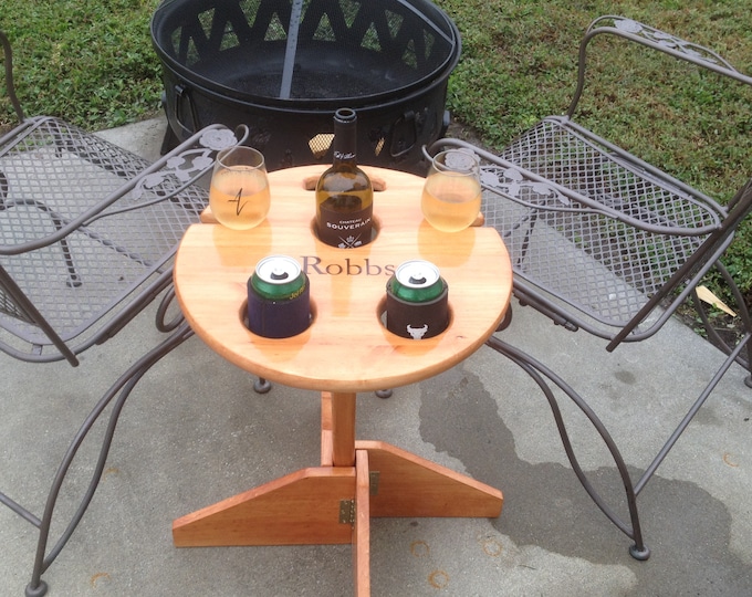 Outdoor beer and wine table & stand, personalized Birthday gift, Anniversary, Christmas gift, gift for couple, unique gift, retirement, RV