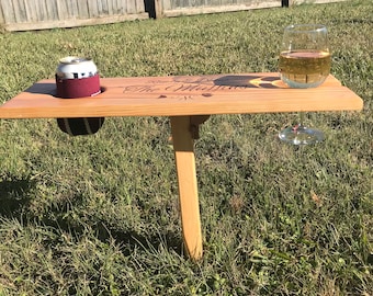 Outdoor drink holder, Personalized Christmas gift, folds flat, beach, fire pit, beach-lover gift, RV, Anniversary, unique birthday gift
