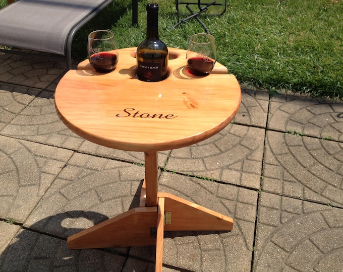 Wedding Gift for the Couple: Folding Wine Table and Stand, Personalized Wedding Gift, Anniversary, Engagement, Bridal Shower, Gift for Her
