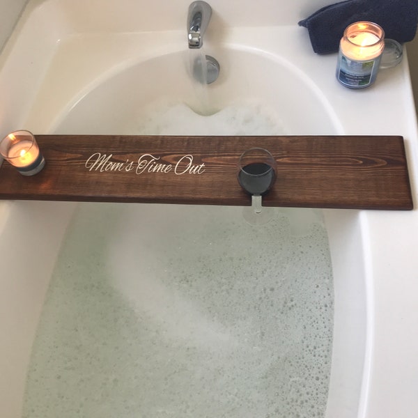 Personalized gift, Bathtub Tray, bath caddy, wine holder, spa bathroom decor, gift for wine-lover, gift for wife, gift for mom,gift for wife