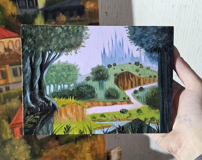 Featured listing image: Oil Painting - "Landscape Study, after Earle"