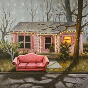 Pintura al óleo original - "Diciembre" // Paisaje surrealista