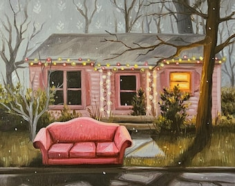 Original Oil Painting - "December" // Surreal Landscape