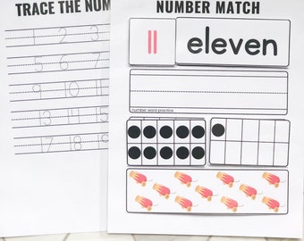 Numbers 1-20 Matching, Number Sense, Counting Activity, Preschool Math, Learn To Count, Number Recognition, Homeschool Game, Busy Binder Toy