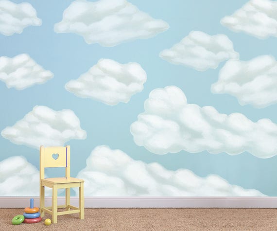 cloud wall stickers cloud decals clouds mural cloud wall | etsy