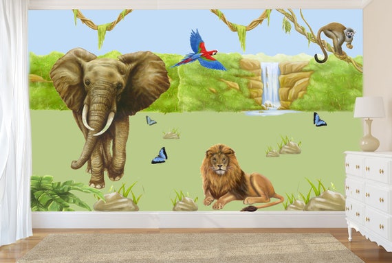 Jungle Mural Jungle Decals Jungle Wall Decal Lion Decal Etsy