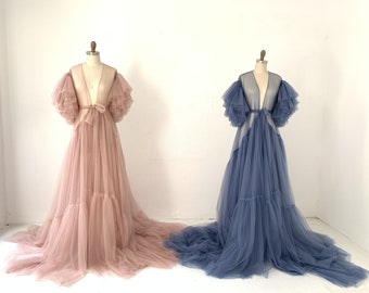 Free Size Tulle Maternity Robe for Photo Shoot/Tulle Maternity Dress/Baby Shower Dress/Photography Dress/Maternity Gown