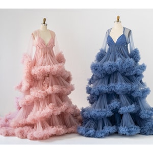 2 PC Long Sleeves Maternity Dress for Photo Shoot/Tulle Maternity Gown with Jacket/Baby Shower Dress/Photography Dress