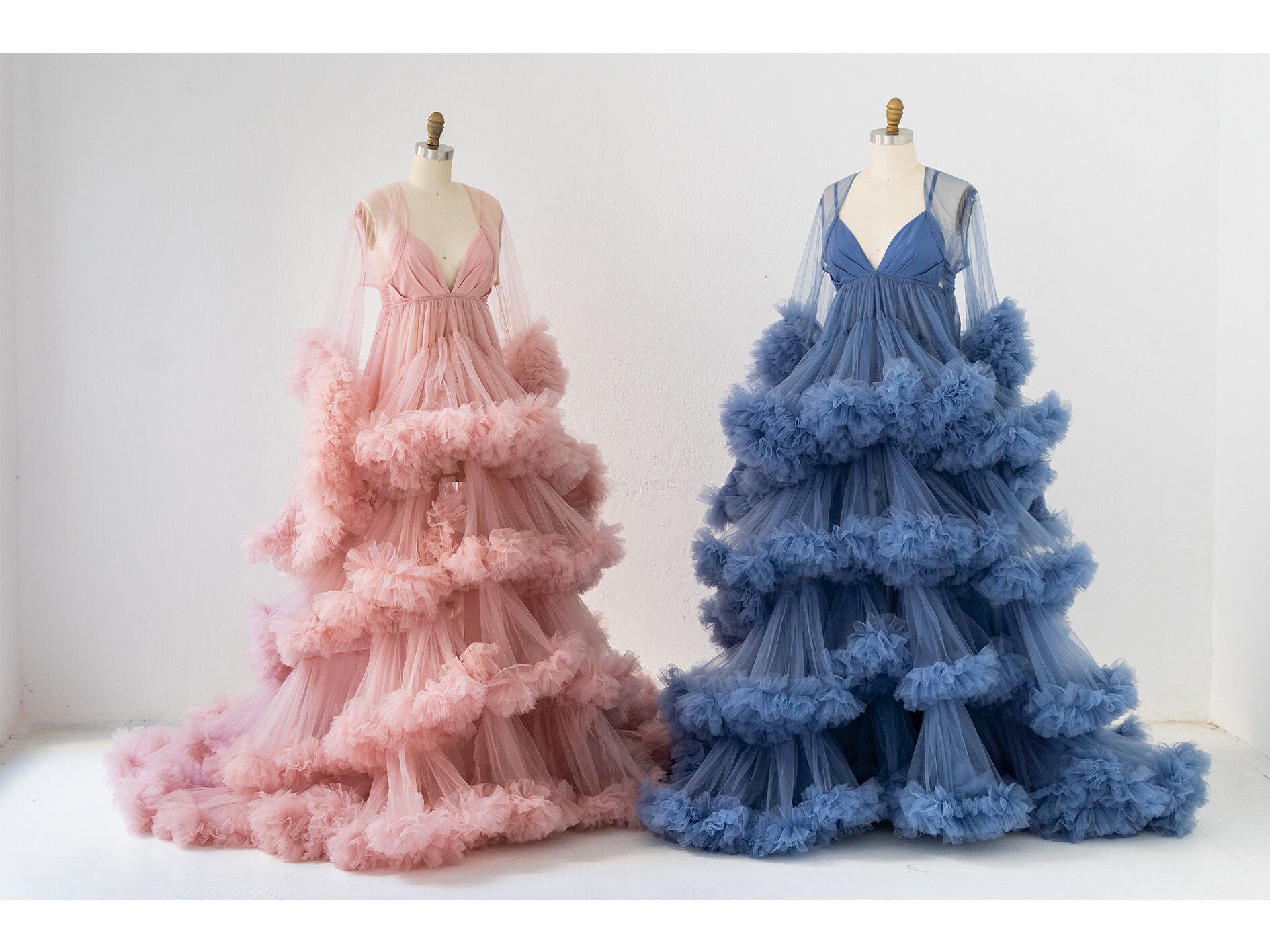 2 PC Long Sleeves Maternity Dress for Photo Shoot/Tulle Maternity Gown with Jacket/Baby Shower Dress/Photography Dress