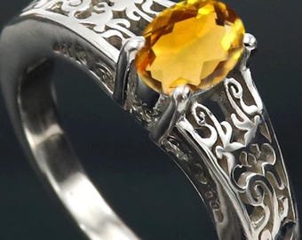 Ring For Women Citrine Ring: Dainty  Silver Band Ring for Women
