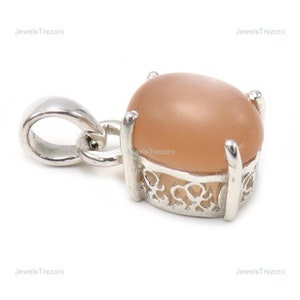 Seltener Pfirsich Mondstein Anhänger, Edelstein Anhänger, Pfirsich Anhänger, 925 Sterling Silber Schmuck, Verlobungsgeschenk, Anhänger für Mutter