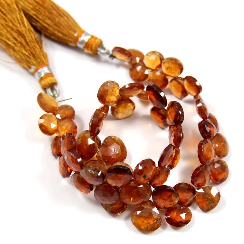 Natural Hessonite Garnet Gemstone,Faceted Heard Beads,Wire Wrappped Making Jewelery,Gemstone Size 6-8 mm,Full 1 Strands X 8 inches,BL-52