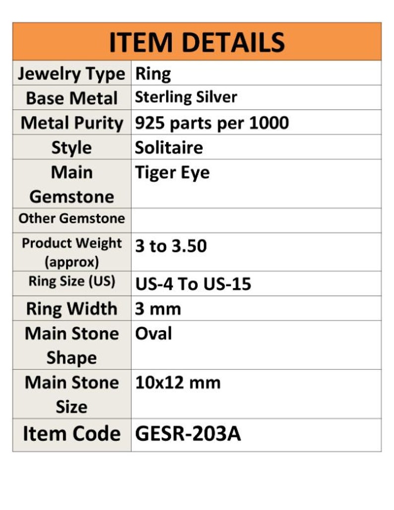 Tiger Eye Solid 925 Sterling Silver Solitaire Ring Oval Shape Natural Gemstone Handmade Vintage Jewelry All Size Ring GESR-203A