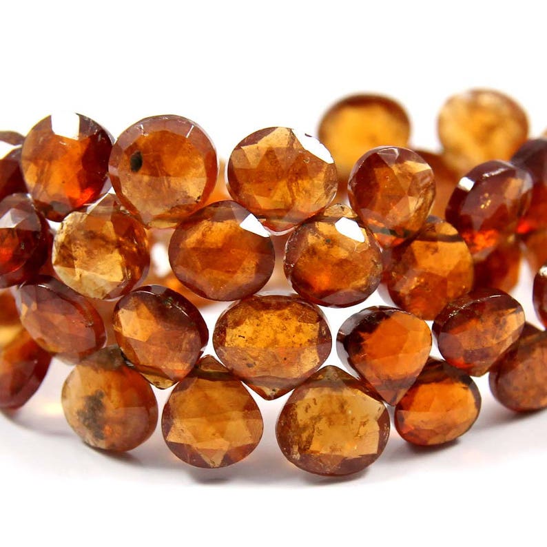 Natural Hessonite Garnet Gemstone,Faceted Heard Beads,Wire Wrappped Making Jewelery,Gemstone Size 6-8 mm,Full 1 Strands X 8 inches,BL-52