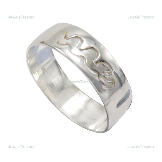 Bague Ancienne En Argent 925 Alliance Pierre Ambre - Taille 55,5, Occasion