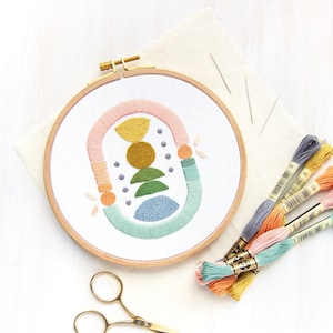 Horizon Embroidery Pattern Digital PDF. Geometric Embroidery Design DIY. Instant Download Craft Pattern.