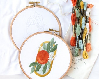 Citrus Embroidery Kit. DIY Hand Embroidery Kit. Beginner Embroidery Pattern and Supplies. DIY Craft Project.