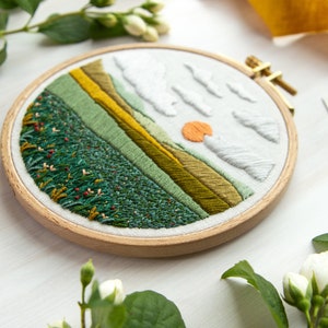 Mini Meadow Embroidery Pattern. DIY Embroidery Craft. Landscape Art Embroidery Hoop. Meadow Landscape Scene. Instant Download Pattern. image 3