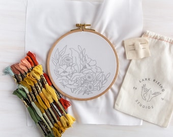 Wildflower Embroidery Kit. DIY Embroidery Pattern. Stitch Craft.
