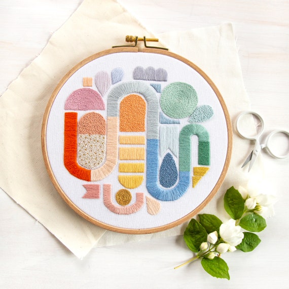 Over the Rainbow Embroidery Pattern. Embroidery DIY Craft