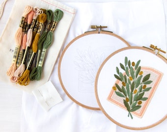 Olive Branch Embroidery Kit. Embroidery DIY Craft Kit. Beginner Embroidery Kit and Pattern. DIY Supplies Embroidery.