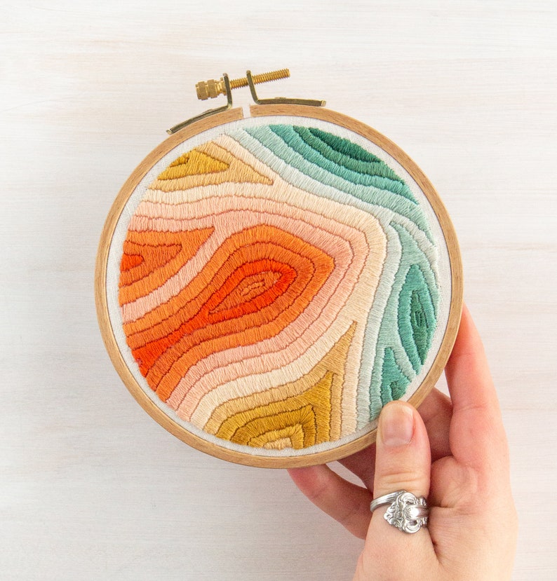 Marbled Embroidery Pattern. Digital Download PDF. Marbled Art. DIY Craft Project. Rainbow Art. Beginner Embroidery Pattern. image 5