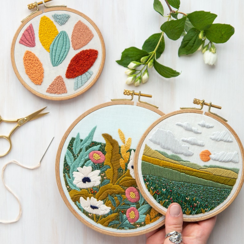Mini Meadow Embroidery Pattern. DIY Embroidery Craft. Landscape Art Embroidery Hoop. Meadow Landscape Scene. Instant Download Pattern. image 4