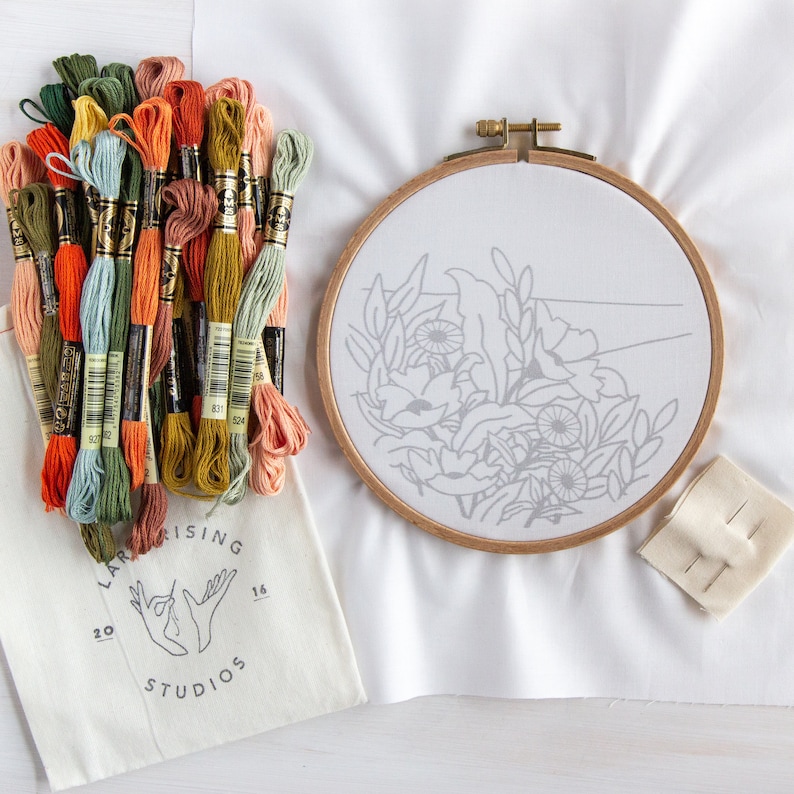 Wildflower Embroidery Kit With Meadow Background. DIY Etsy
