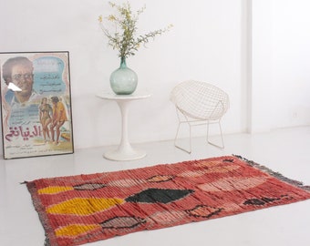 Vintage Moroccan Accent Rug CINAMMON GIRL 4 ft 8 x 7 ft / 140 x 215 cm